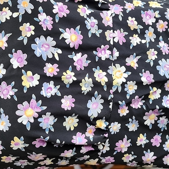 Vintage 90s fit flare black floral mini dress - Picture 14 of 14